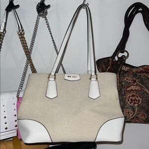 Nine West Beige and White Women's Tote Bag